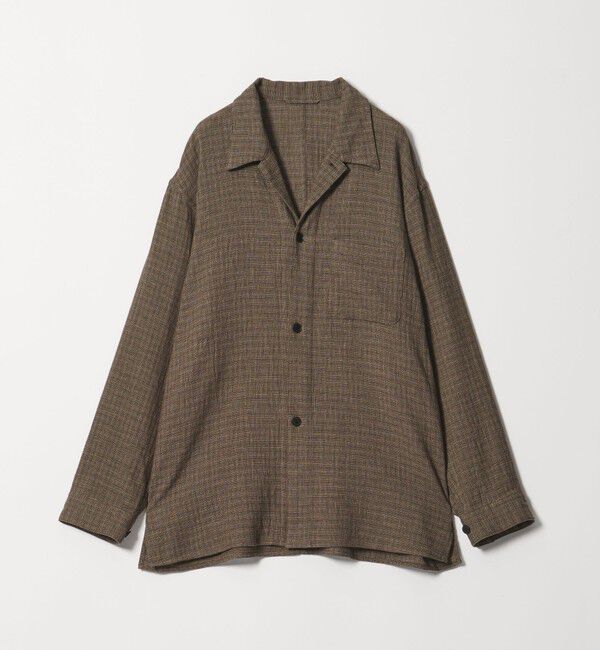 STEVEN ALAN「＜Steven Alan＞ コットンメッシュ チェック オープンカラー オーバー シャツ」|シャツ・ブラウス|DK.BROWN