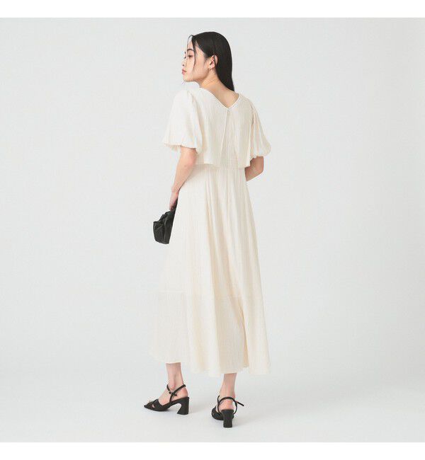 Ray BEAMS 「ジャカード スクエアネック パフスリーブ ワンピース」|ワンピース|