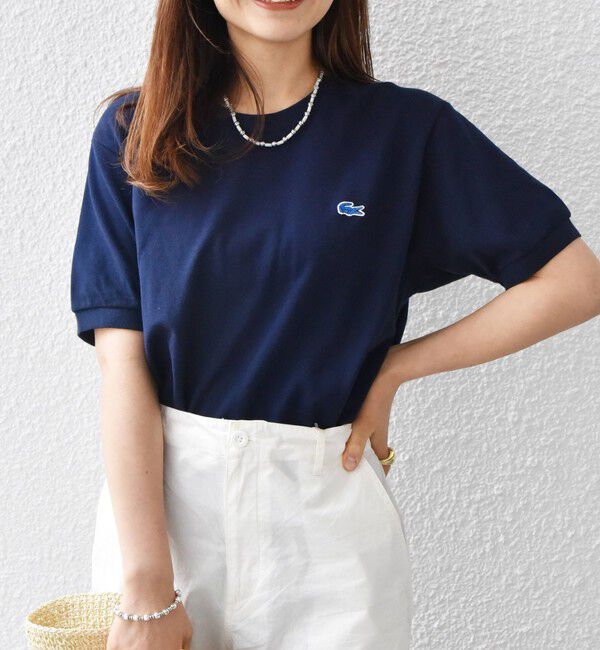 SHIPS any「【SHIPS any別注】LACOSTE: ワンポイント ロゴ ピケ クルーネック Tシャツ 24SS◇」|Tシャツ・カットソー|