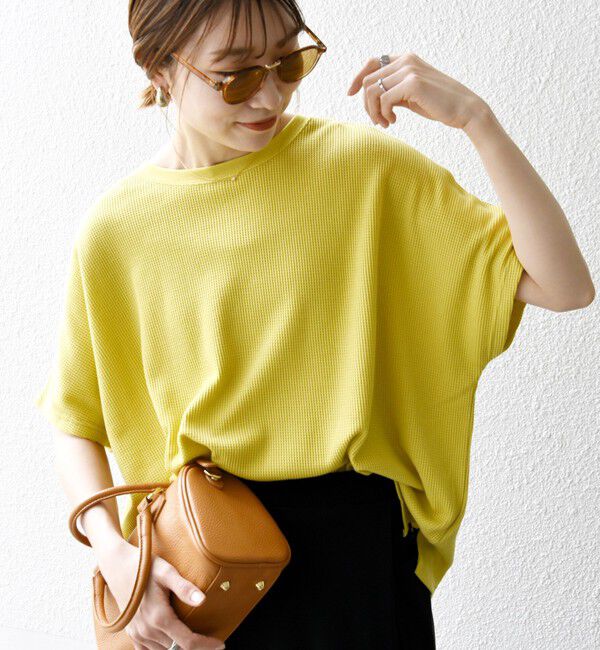 SHIPS any「【WEB限定】SHIPS any:〈洗濯機可能〉ワッフル ワイド TEE」|Tシャツ・カットソー|イエロー