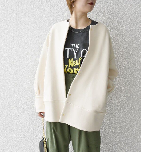 SHIPS any「SHIPS any:〈洗濯機可能〉ダブルジャージー ノーカラー コート」|ノーカラージャケット|