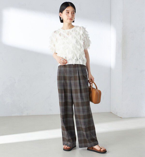SHIPS for women「〈手洗い可能〉ウール混 チェック タック ワイド パンツ」|その他|