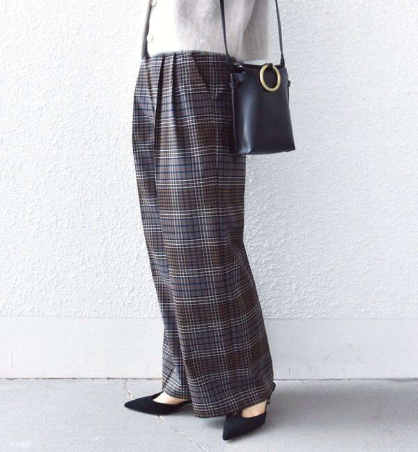 SHIPS for women「〈手洗い可能〉ウール混 チェック タック ワイド パンツ」|その他|