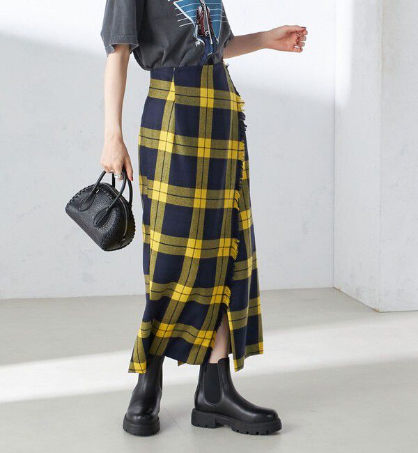 SHIPS for women「チェック フリンジ スカート」|スカート|