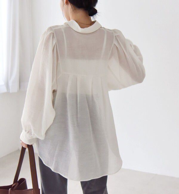 quaranciel「quaranciel:〈洗濯機可能〉シアー ボリュームスリーブ ヨーク ギャザー シャツ ブラウス」|シャツ・ブラウス|