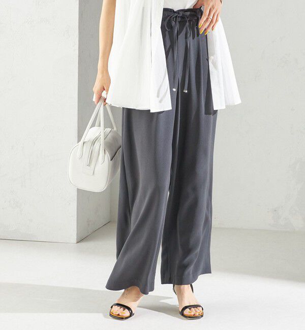SHIPS for women「〈接触冷感 / 手洗い可能〉アセテート混 バック サテン ワイド パンツ」|その他|