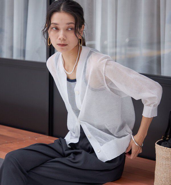 SHIPS for women「〈手洗い可能〉ラミー混 シアー カーディガン」|カーディガン|