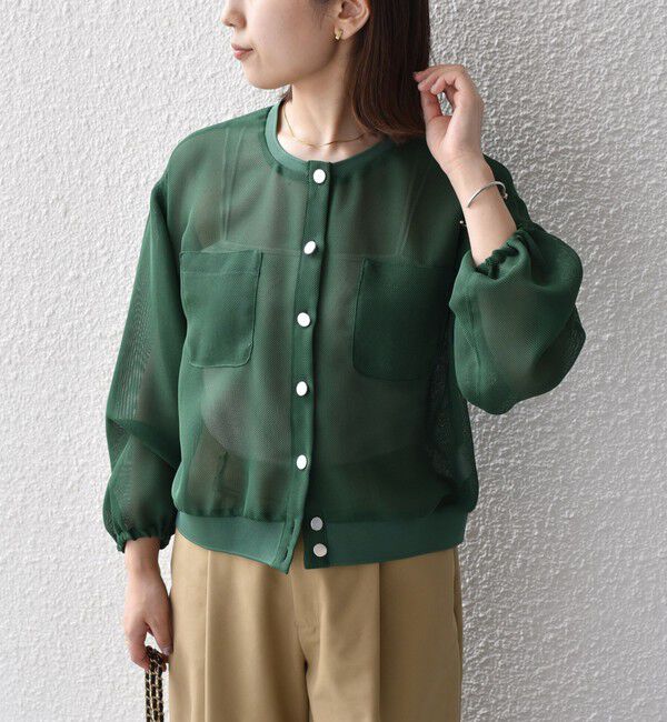 SHIPS Colors 「《一部追加・新色予約》SHIPS Colors:〈手洗い可能〉メッシュ ノーカラー ハオリ 2◆」|ブルゾン・スタジャン|