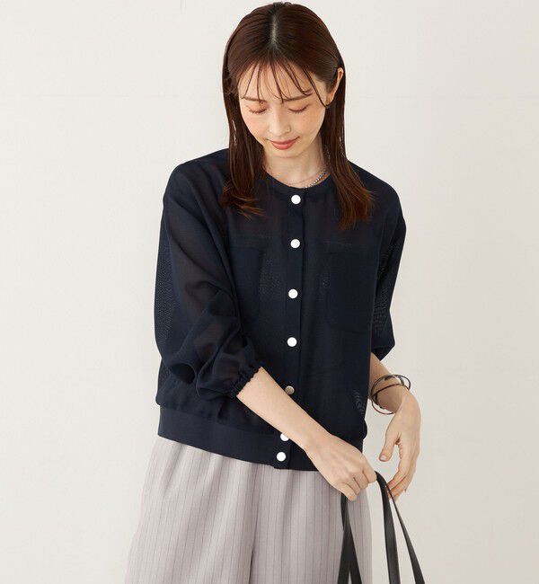 SHIPS Colors 「《一部追加・新色予約》SHIPS Colors:〈手洗い可能〉メッシュ ノーカラー ハオリ 2◆」|ブルゾン・スタジャン|