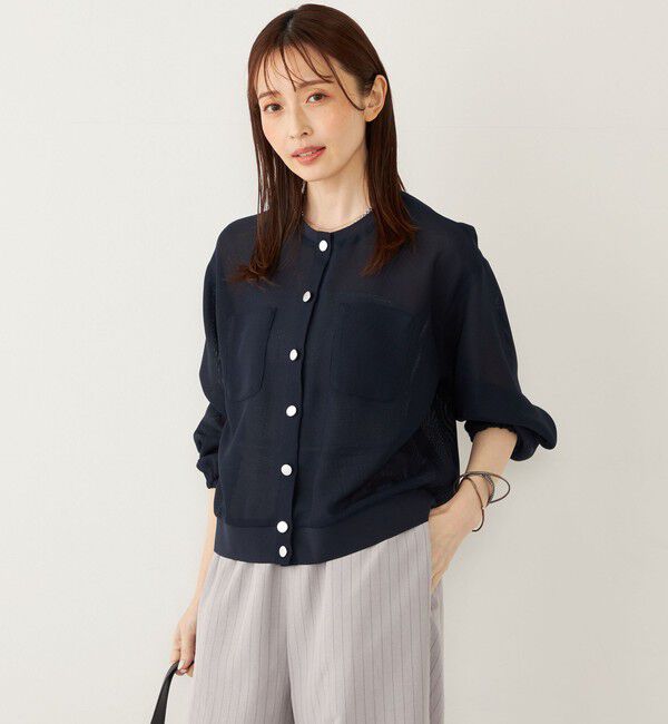 SHIPS Colors 「《一部追加・新色予約》SHIPS Colors:〈手洗い可能〉メッシュ ノーカラー ハオリ 2◆」|ブルゾン・スタジャン|