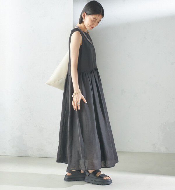 SHIPS for women「〈手洗い可能〉シルク混 シアー ノースリーブ ワンピース」|ワンピース|