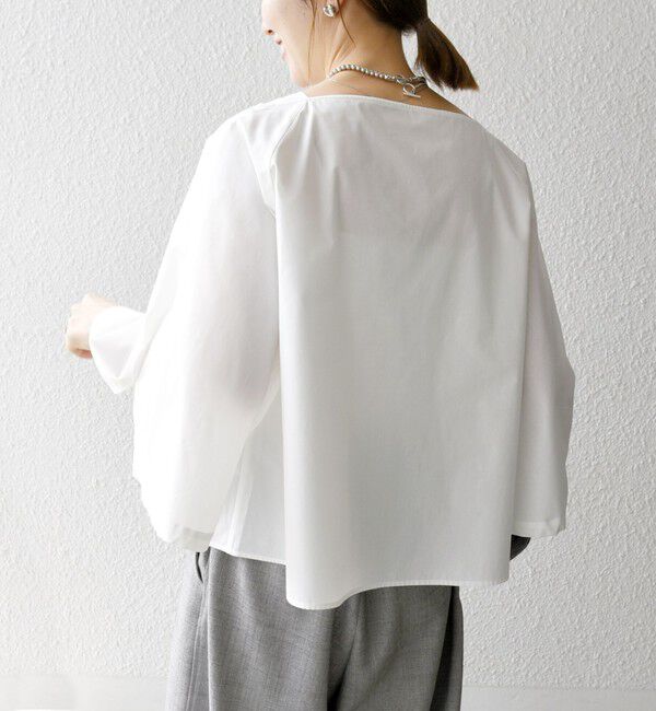 SHIPS any「SHIPS any:〈洗濯機可能〉REPREVE ボートネック フレアスリーブ ブラウス」|シャツ・ブラウス|