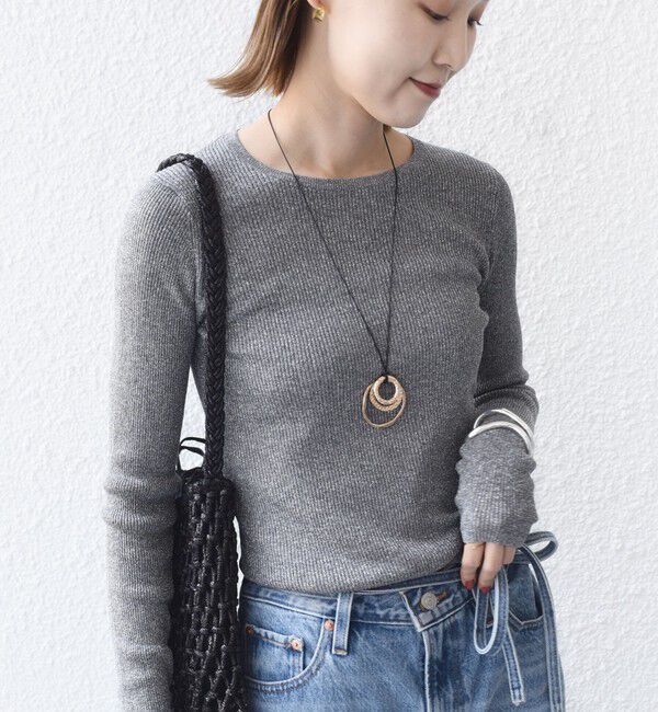 SHIPS for women「〈手洗い可能〉ラメ シアー リブ ニット プルオーバー」|ニット・セーター|
