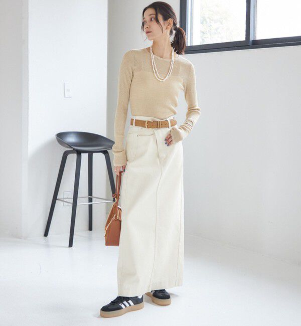 SHIPS for women「〈手洗い可能〉ラメ シアー リブ ニット プルオーバー」|ニット・セーター|