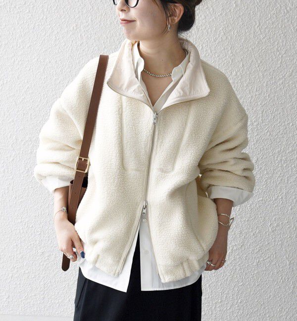 SHIPS any「SHIPS any: ナイロン &times; ボア リバーシブル スタンドカラー ショート ブルゾン」|ブルゾン・スタジャン|