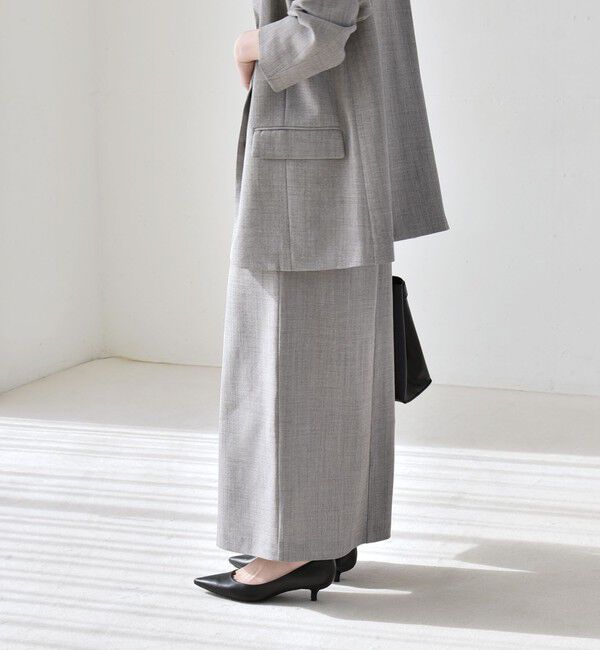quaranciel「quaranciel:〈手洗い可能〉ウーステッド Iライン スリット スカート（セットアップ対応）」|スカート|