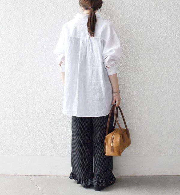 SHIPS any「《予約》SHIPS any:〈洗濯機可能〉リネン レギュラーカラー ルーズ 刺繍 シャツ」|シャツ・ブラウス|