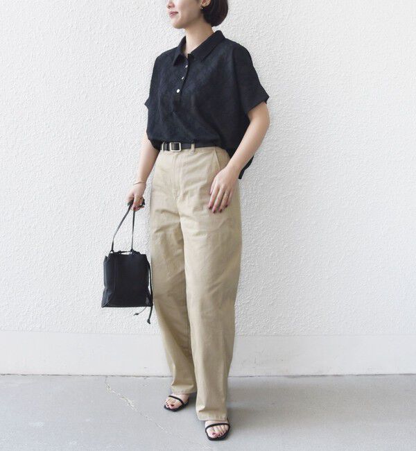 SHIPS for women「《予約》【WEB限定】〈手洗い可能〉シアー ジャカード ポロ 襟 ショート スリーブ プルオーバー」|ポロシャツ|