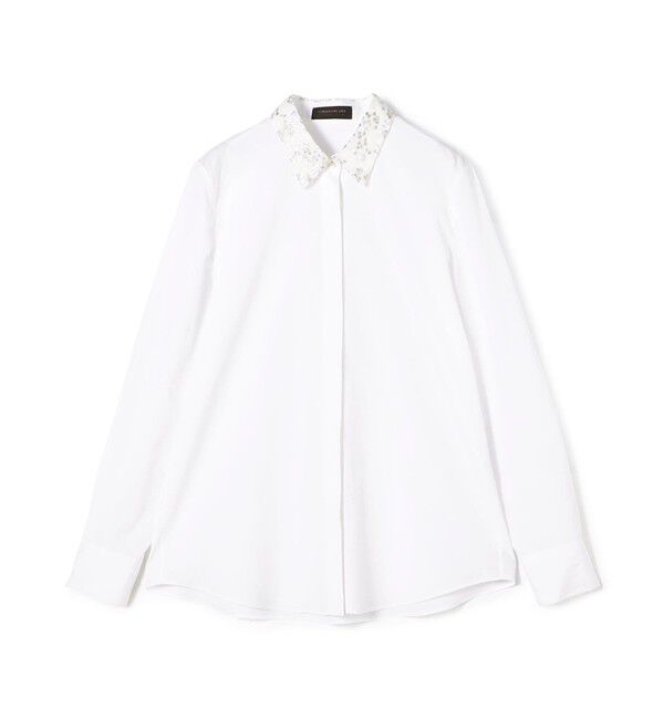 TOMORROWLAND collection「ビジューエンブロイダリー レースカラーシャツ」|シャツ・ブラウス|12 ホワイト系