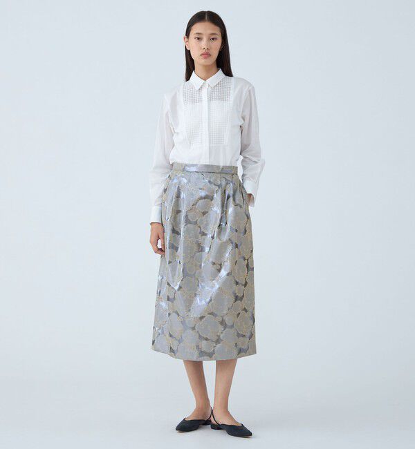 TOMORROWLAND collection「ブルーシャインジャカード タックストレートスカート」|スカート|
