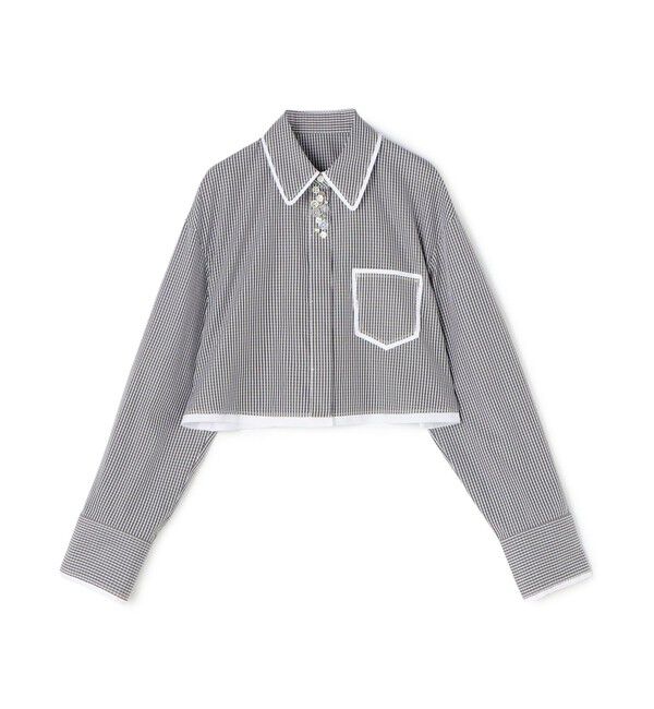 DES PRES「コンパクトプレーンコットン クロップドシャツ」|シャツ・ブラウス|14 グレー系