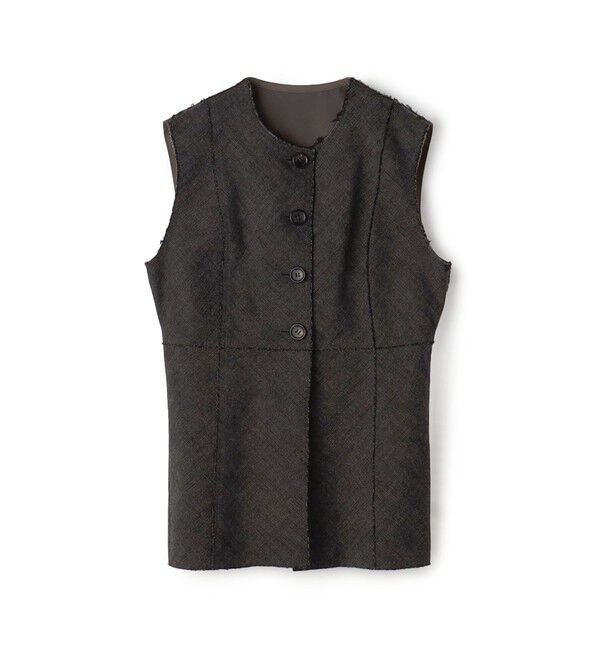 BACCA「ヘリンボーンツイード カットオフコンビベスト」|ベスト・ジレ|18 ブラック系