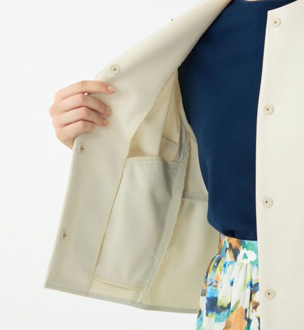 Ballsey「コットンアムンゼン バックペプラムジャケット」|ノーカラージャケット|