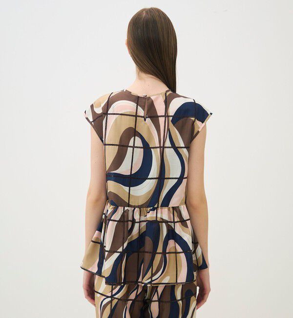 TOMORROWLAND collection「【WEB先行予約】アイレットウェーブプリント チュチュブラウス」|シャツ・ブラウス|