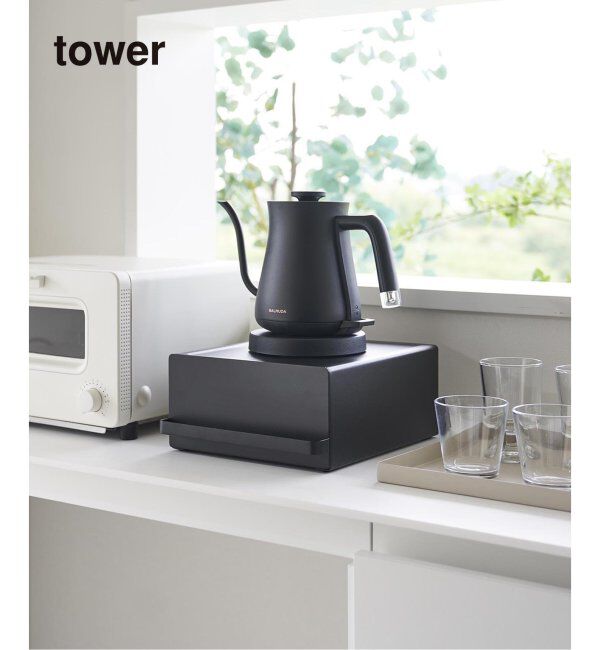 journal standard Furniture「《WEB限定予約》【tower/タワー】引き出し付きキッチン家電下ラック」|食器・キッチングッズ|ブラック