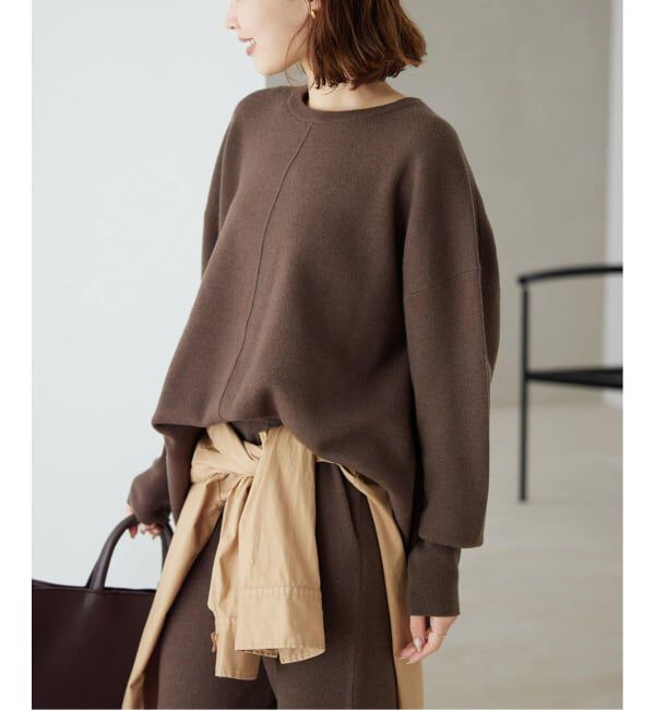 SLOBE IENA「《セットアップ対応可/追加》ウォッシャブルスムース クルーネックプルオーバー」|ニット・セーター|