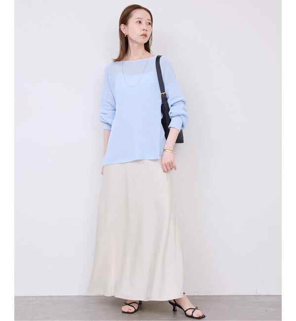 SLOBE IENA「《ブラックのみWEB限定/追加2》グロッシーサテンフレアスカート」|スカート|