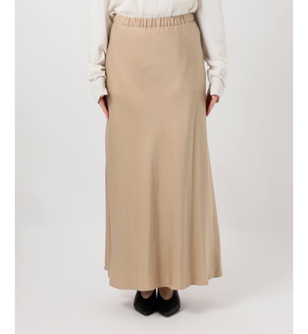 SLOBE IENA「《ブラックのみWEB限定/追加2》グロッシーサテンフレアスカート」|スカート|