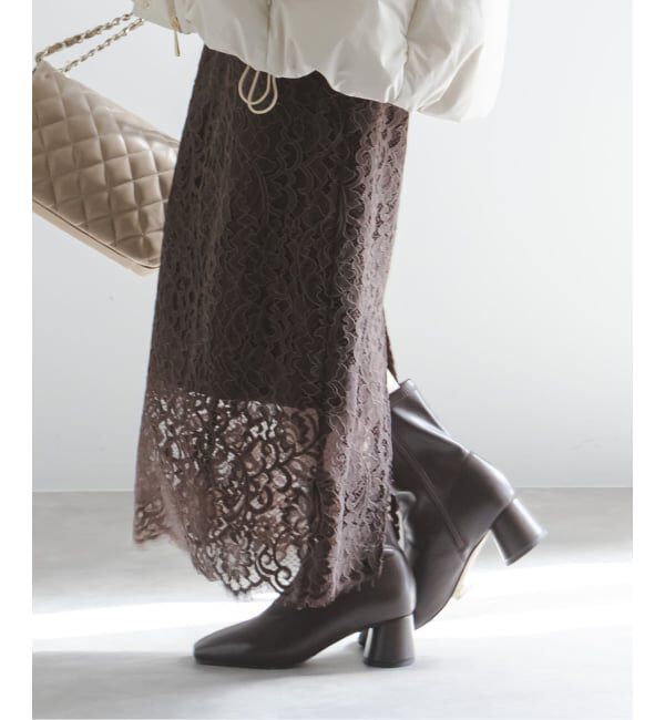 NOBLE「《追加 / WEB+一部店舗限定》リバーレースIラインスカート」|スカート|