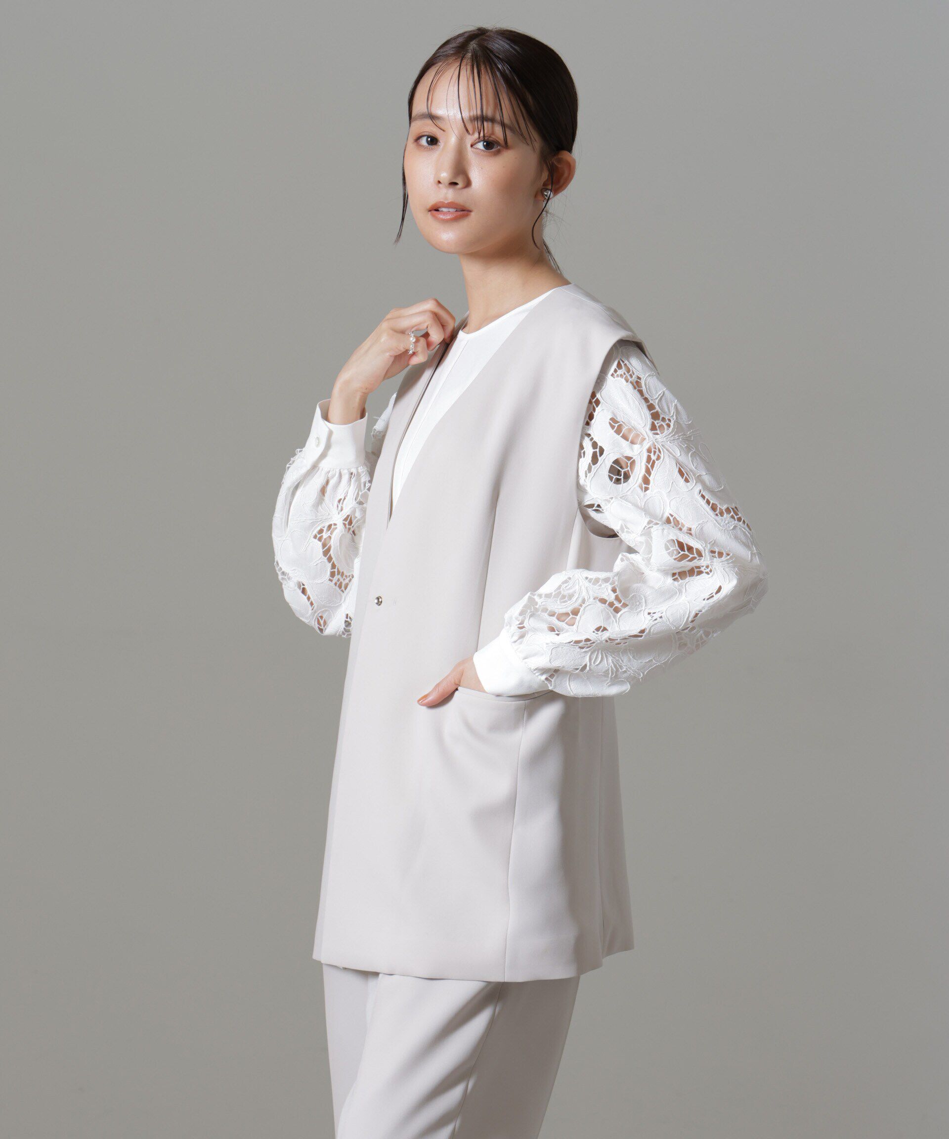 nano･universe「イージーケアダブルクロス ジレ(セットアップ可)」|テーラードジャケット|