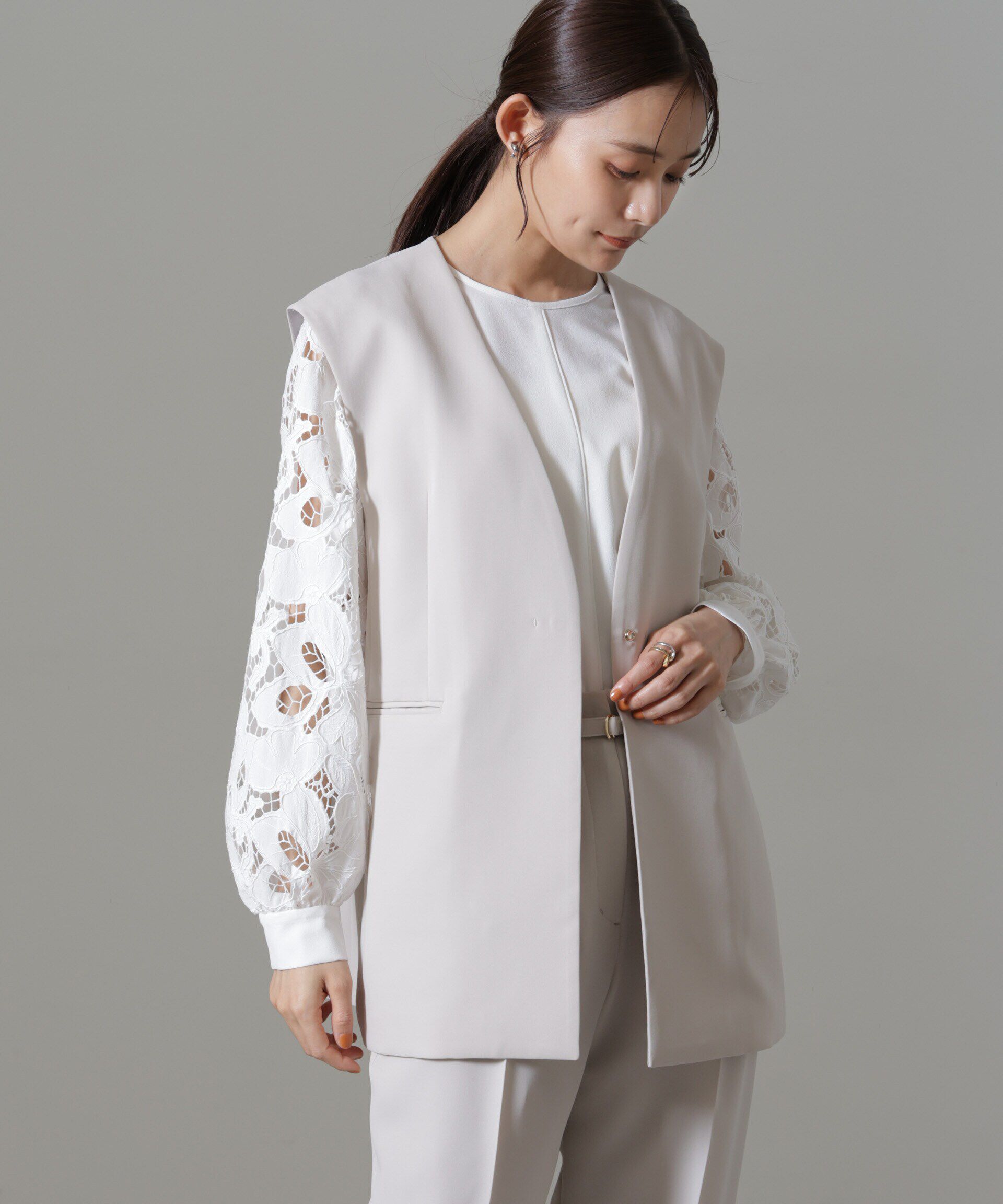 nano･universe「イージーケアダブルクロス ジレ(セットアップ可)」|テーラードジャケット|