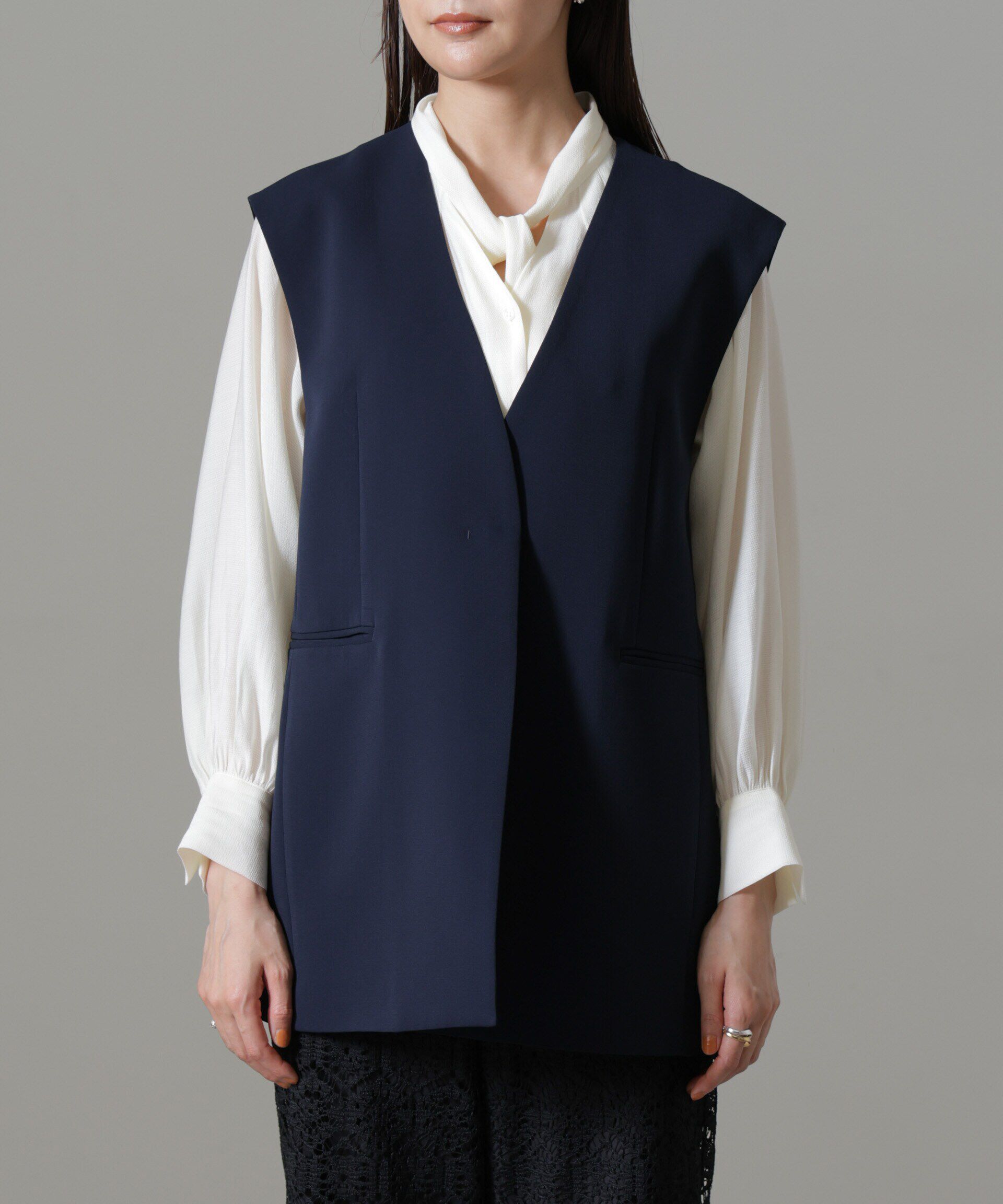 nano･universe「イージーケアダブルクロス ジレ(セットアップ可)」|テーラードジャケット|