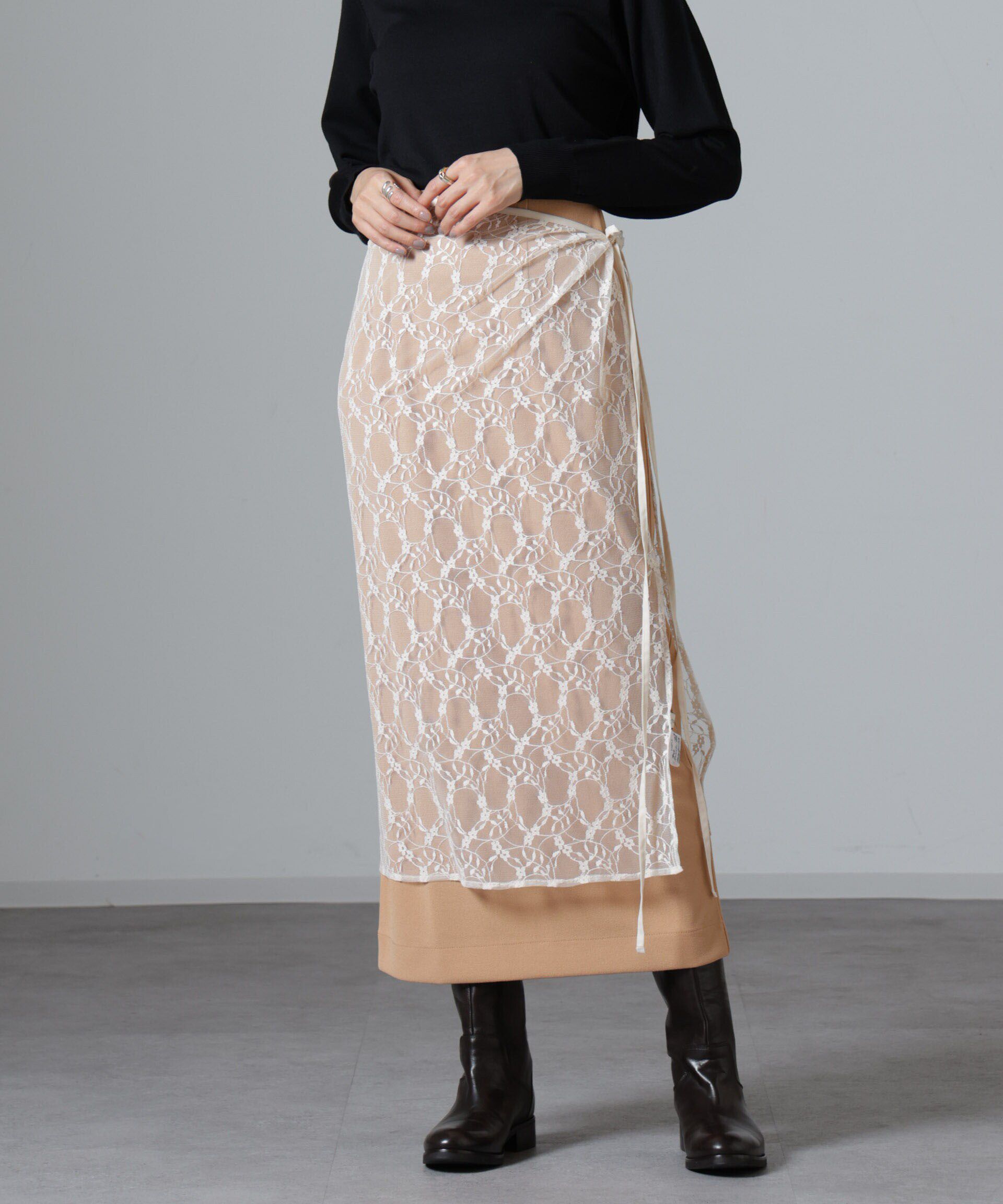 nano･universe「レースエプロンセットスカート」|スカート|