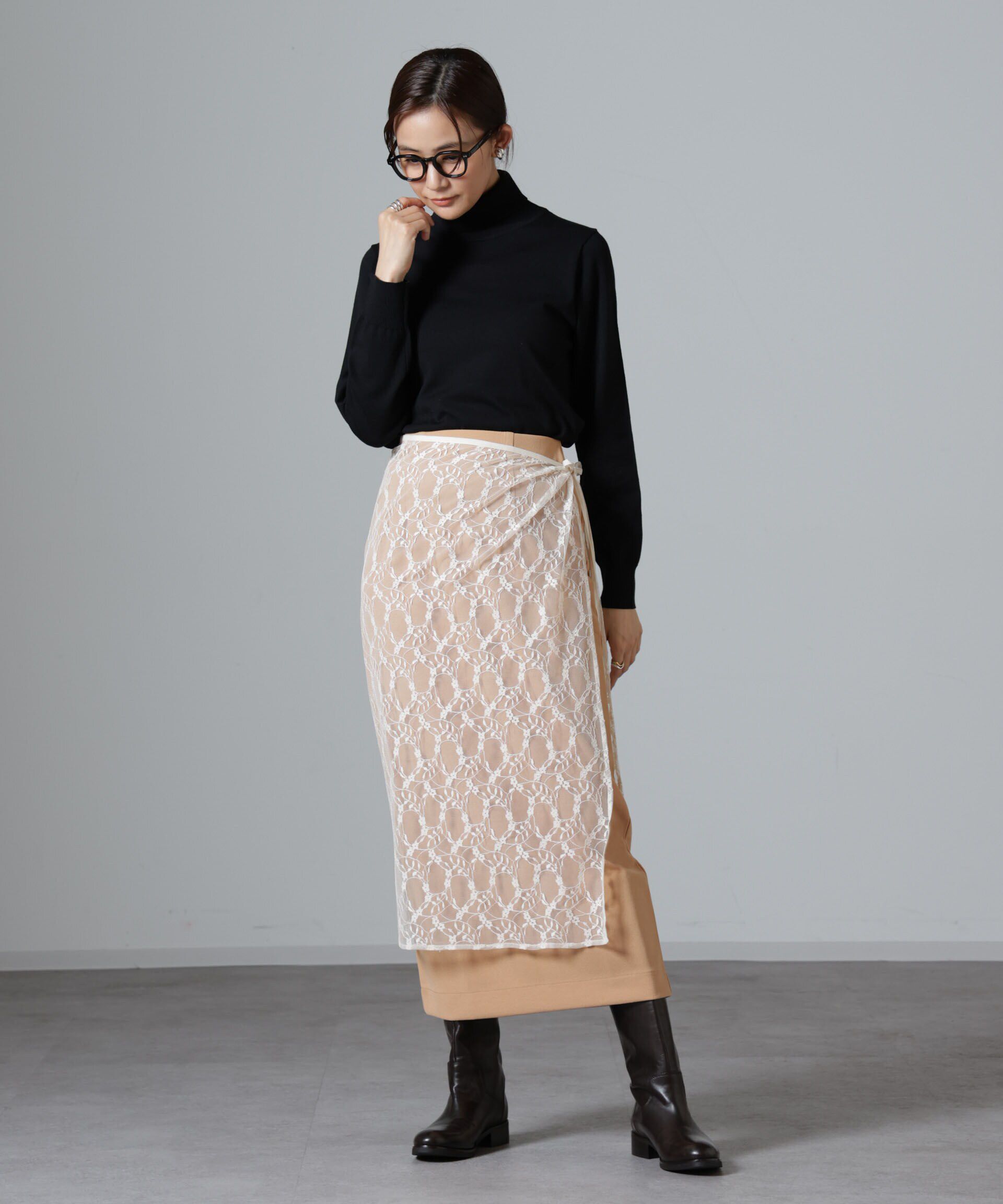 nano･universe「レースエプロンセットスカート」|スカート|