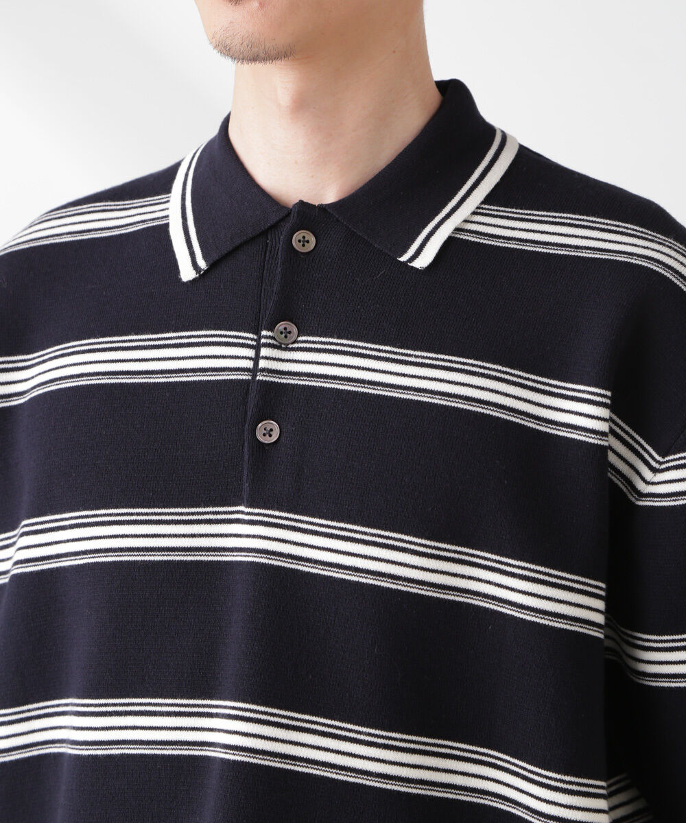 nano･universe「ミラノリブボーダーニットポロ」|ニット・セーター|