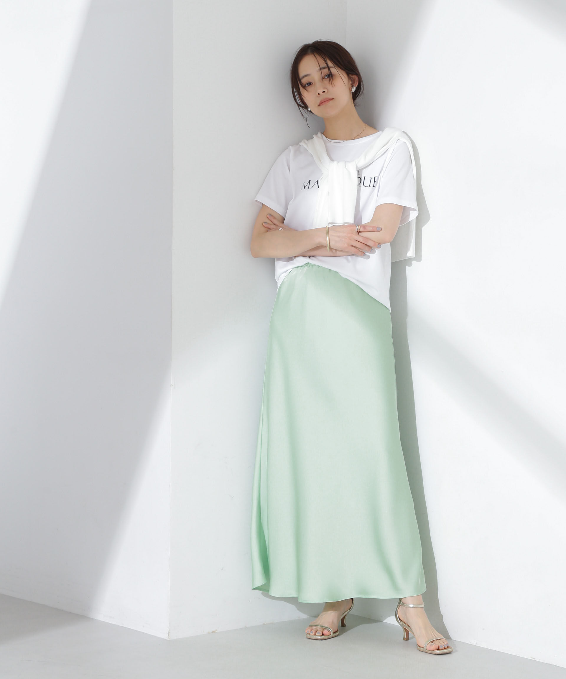 nano･universe「サテンフレアスカート」|スカート|