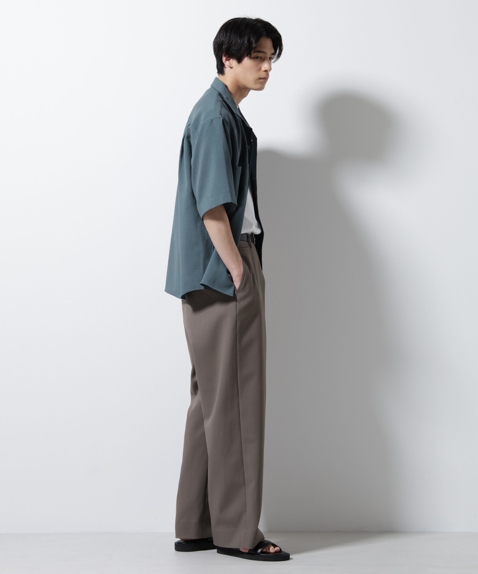 nano･universe「メランジドライオープンカラーシャツ（セットアップ可）」|シャツ・ブラウス|