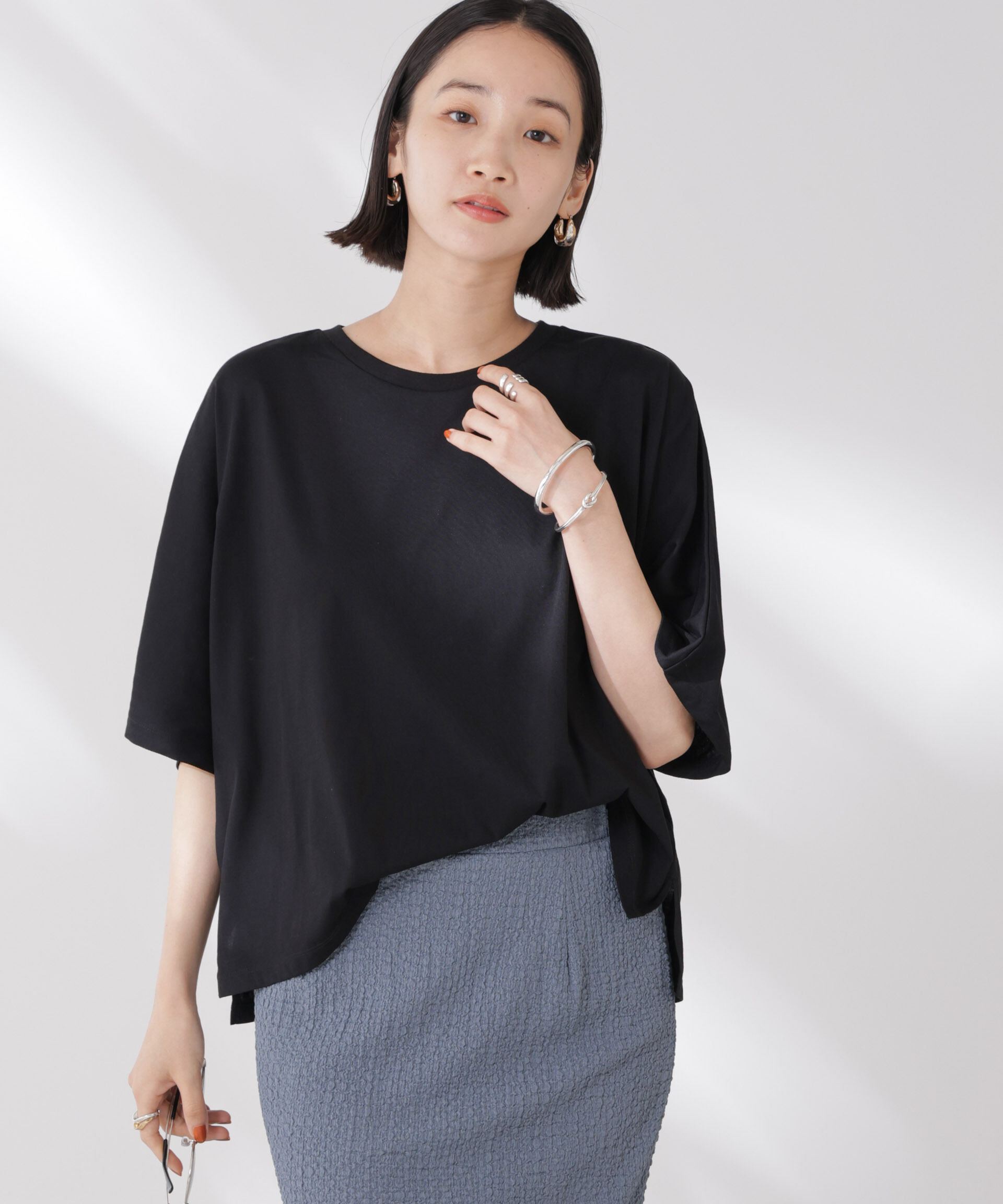 nano･universe「吸水速乾抗菌防臭ドルマンワイドトップス」|Tシャツ・カットソー|