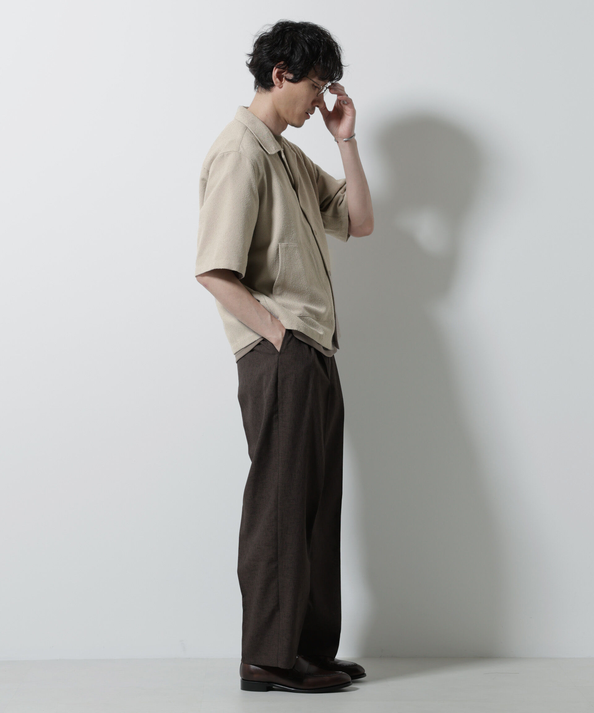 nano･universe「ネップツイルポケットシャツ 半袖」|シャツ・ブラウス|