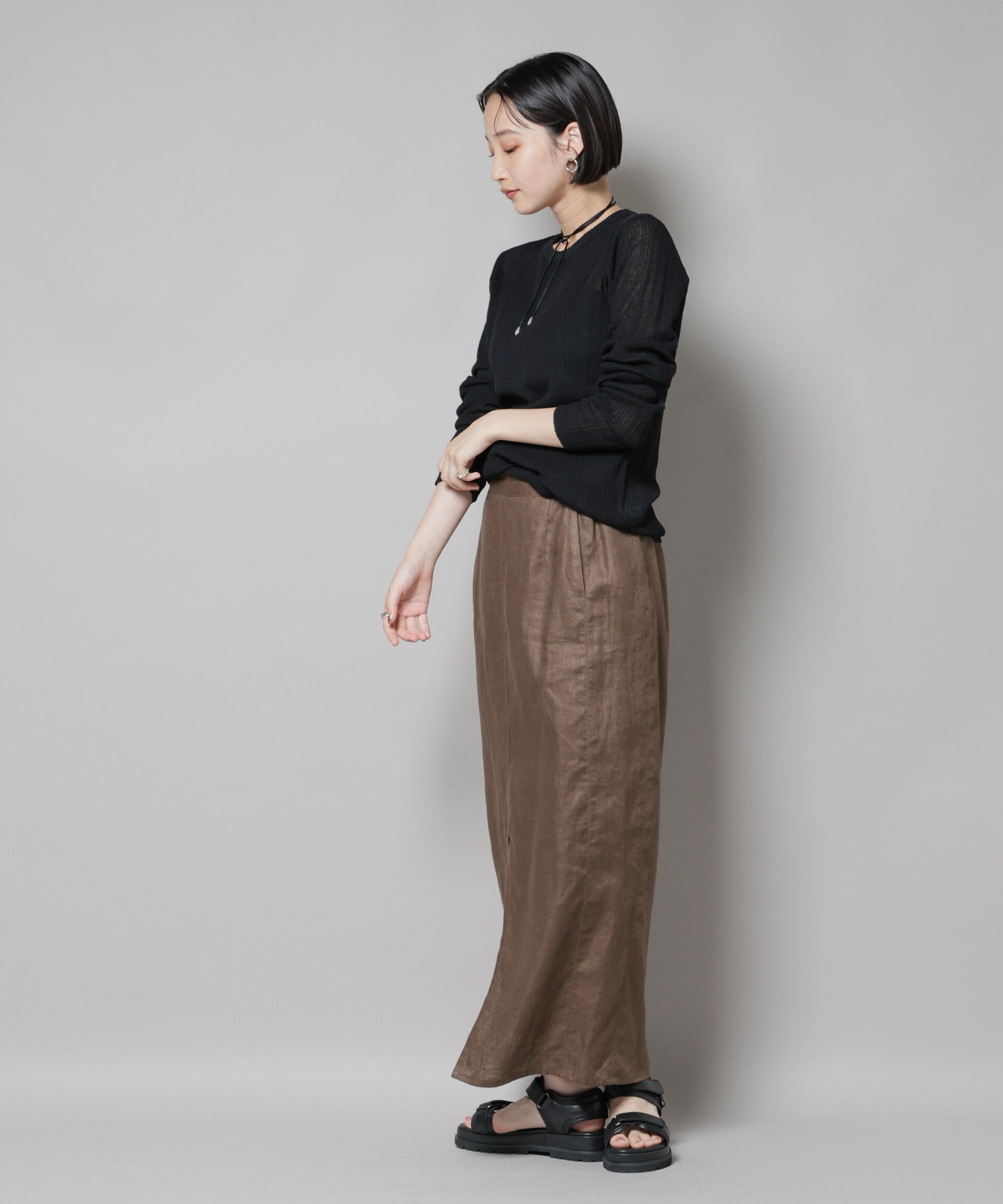 nano･universe「シアーランダムリブクルーネックニット」|ニット・セーター|