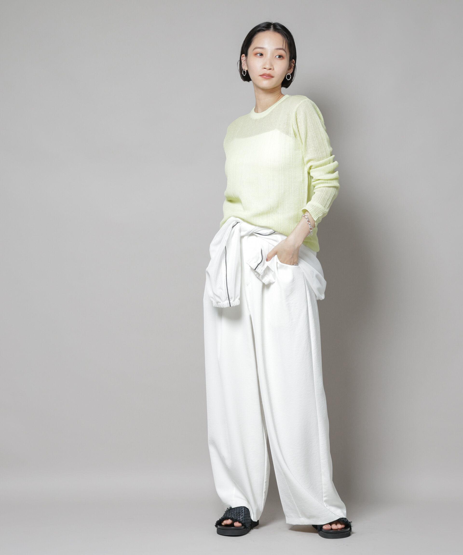 nano･universe「シアーランダムリブクルーネックニット」|ニット・セーター|