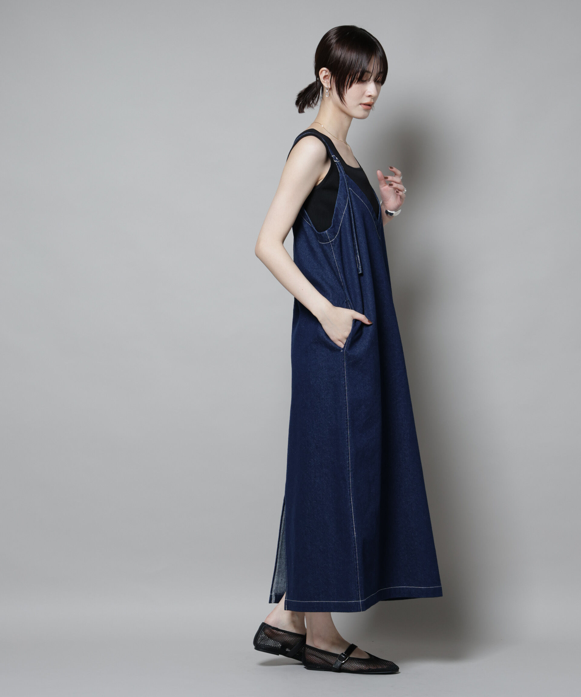 nano･universe「前後2wayデニムキャミソールワンピース」|ワンピース|