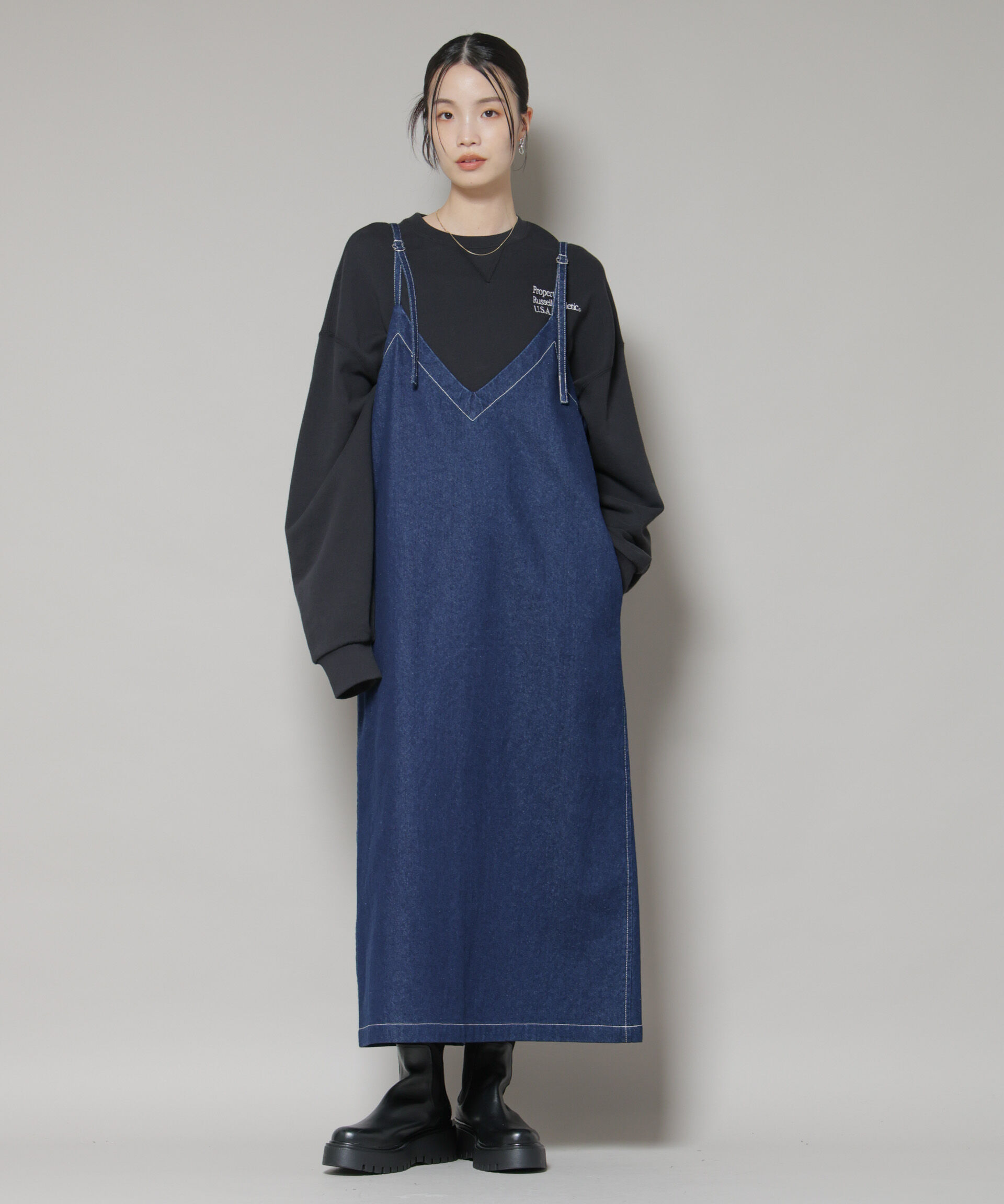 nano･universe「前後2wayデニムキャミソールワンピース」|ワンピース|