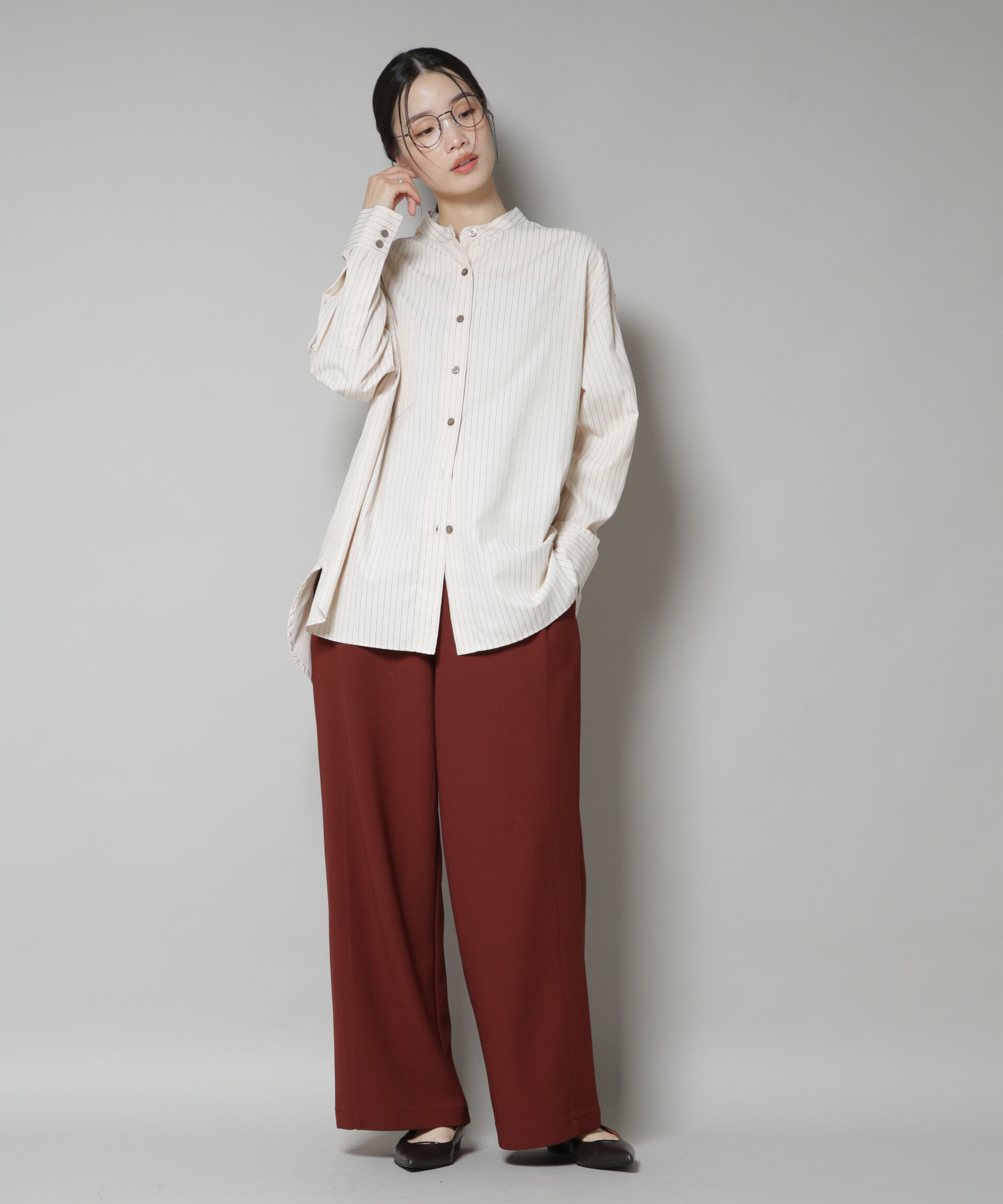 nano･universe「サイドタックカットジョーゼットパンツ」|チノ|