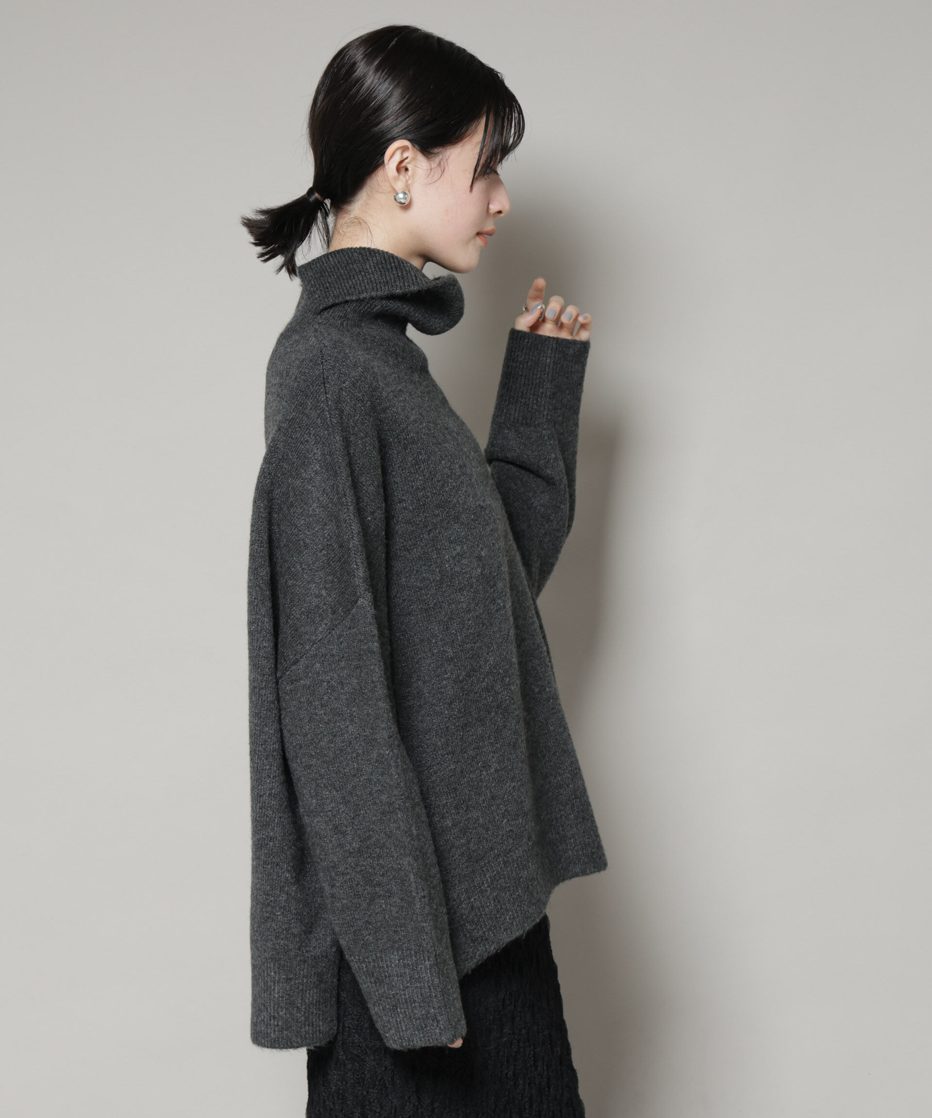 nano･universe「タートルワイドシルエット圧縮ニット」|ニット・セーター|