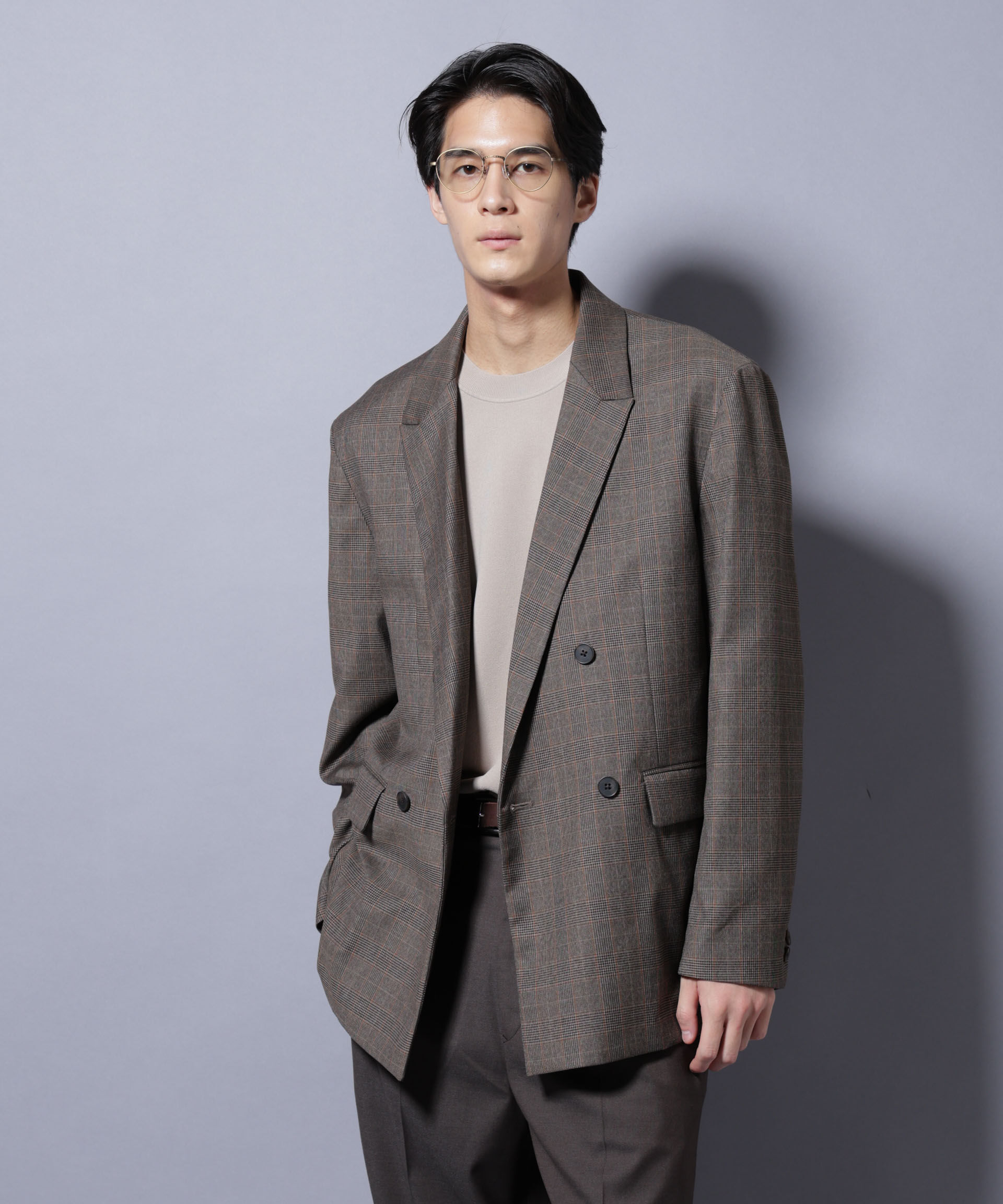 nano･universe「DELEGANTE グレンチェックW-Brethted ジャケット（セットアップ可）」|テーラードジャケット|パターン1